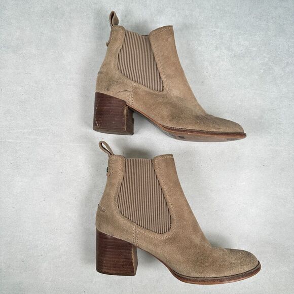 UGG Boots Womens 8 Brown Suede Leather Faye Western Riding Boho Ankle Booties - Picture 9 of 12